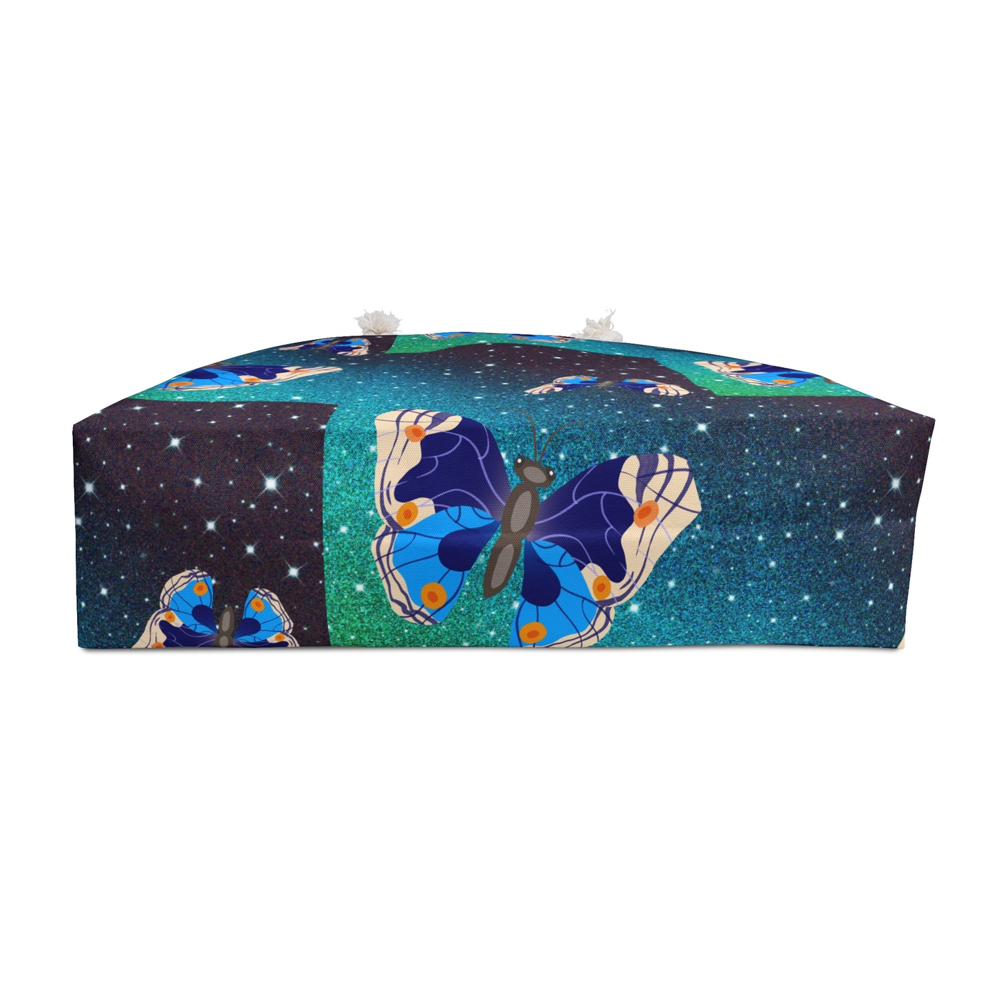 BUTTERFLY WEEKENDER TOTE BAG BLUE, TRAVEL BAG FOR GIRLS, DUFFLE, HOSPITAL BAG, BRIDESMAIDS GIFT