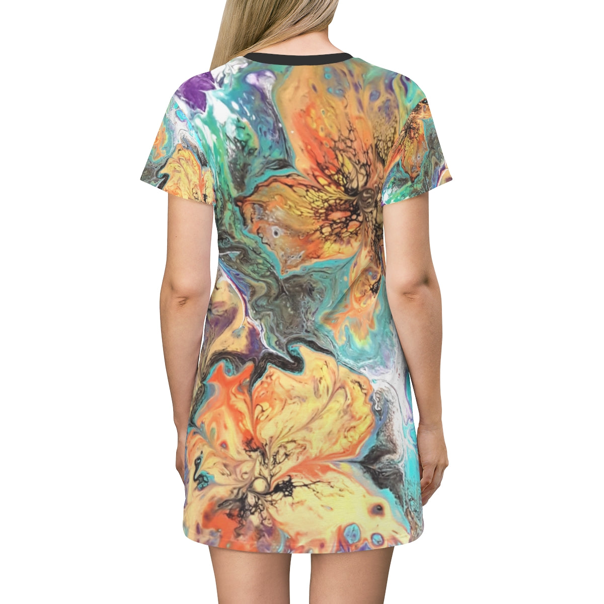 ABSTRACT ART PRINT T-SHIRT DRESS