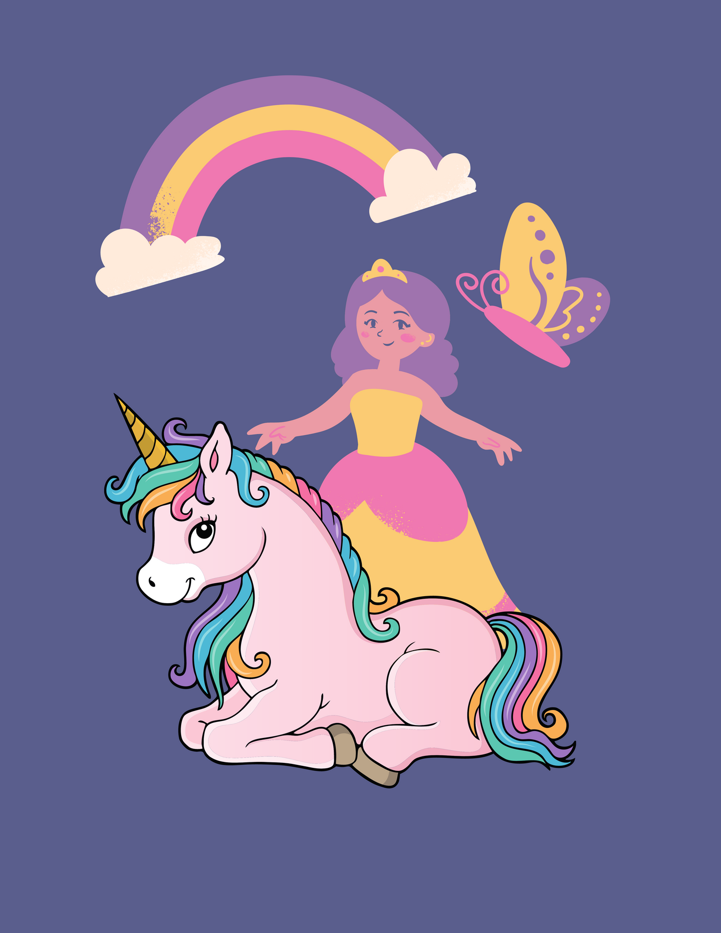 Unicorn and a Girl - Wall Decor for Girls Room, Printable Digital Download