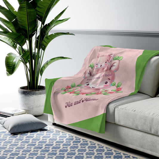 Kids Throw Blankets Personalised, Mama Bear and Cub, Baby Blanket, Plush Veveteen Super Soft Cozy Throw Blankets, 3 Sizes