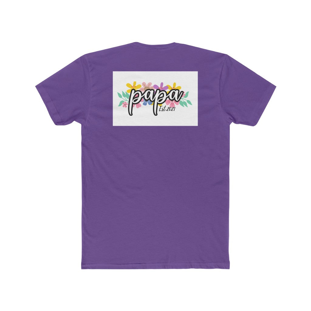 Papa est.2021, Men's Cotton Crew Tee, promoted to papa, dady,