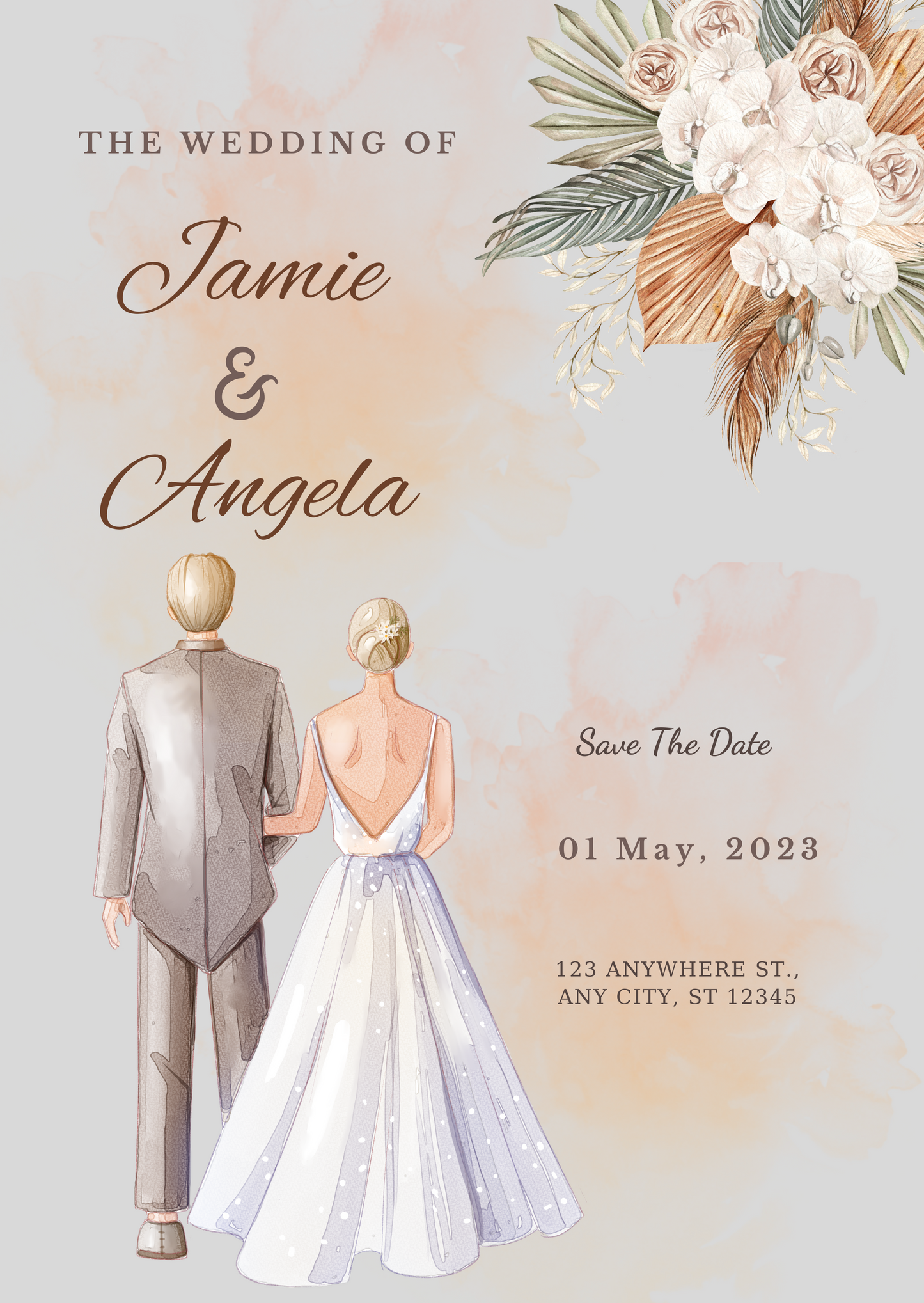 WEDDING INVITATION CARD, WEDDING INVITE, PRINTABLE WEDDING CARD, COUPLE PHOTO WEDDING CARD, MODERN WEDDING CARD, FLORAL WEDDING CARD