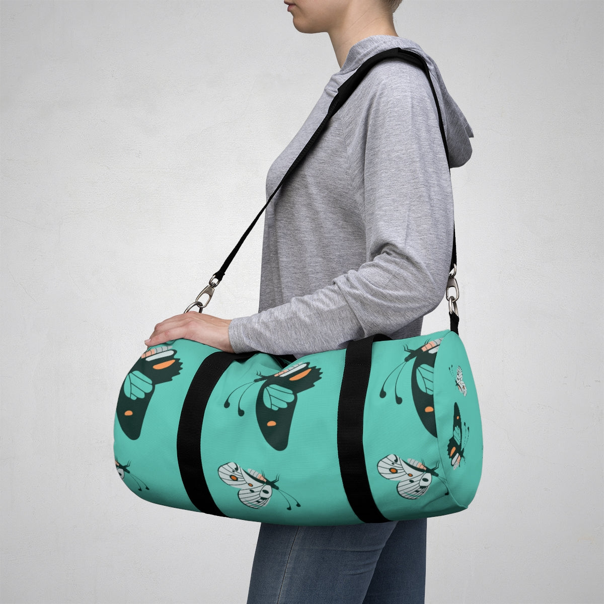 PERSONALISED BUTTERFLY DUFFLE BAG TURQUISE|GYM DUFFLE BAG|WEEKENDER BAG|TRAVEL BAG|BRIDESMAIDS|GROOMSMEN GIFT