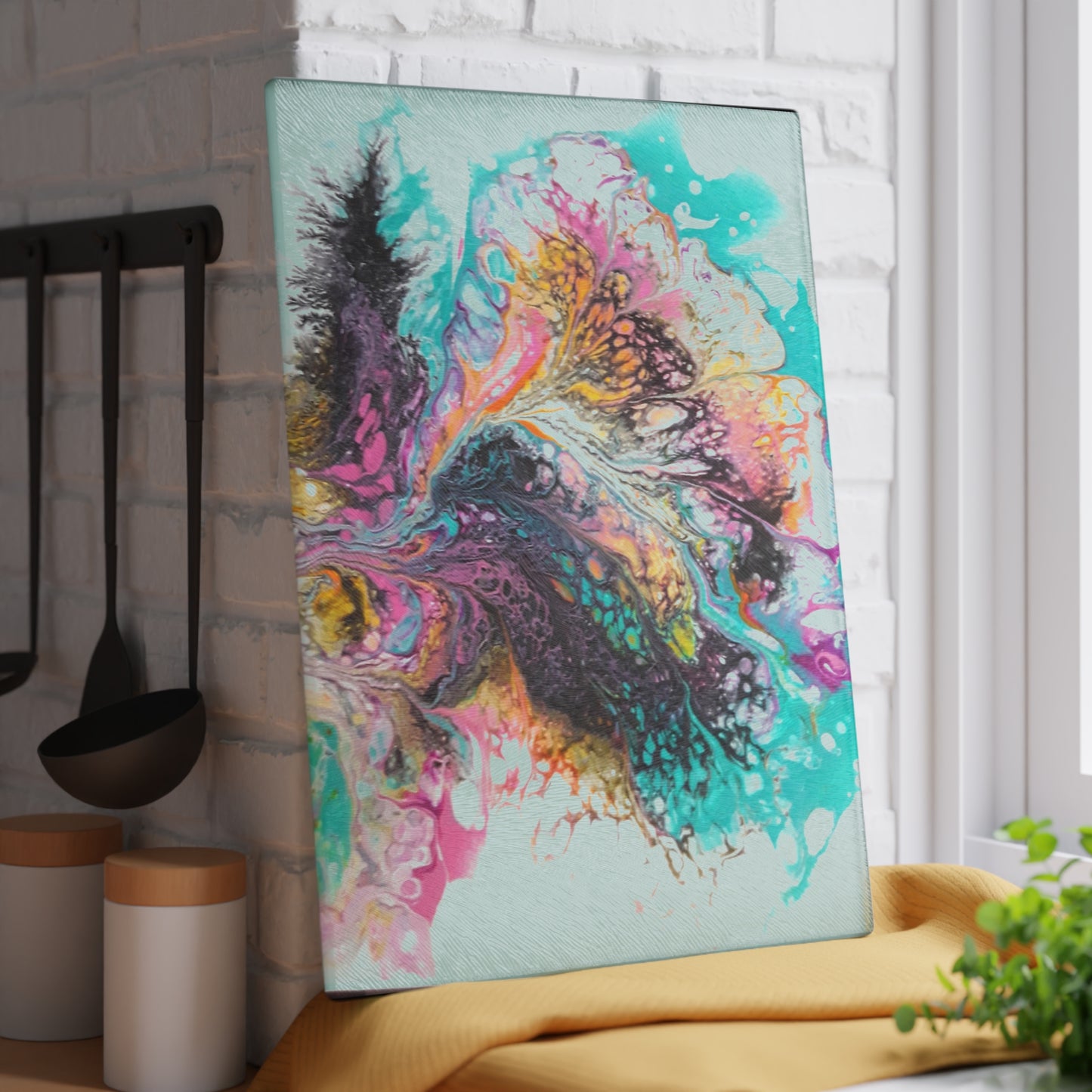 ARTZIRA DESIGNER Glass Cutting Board-Abstract Art Print Design -2 Sizes