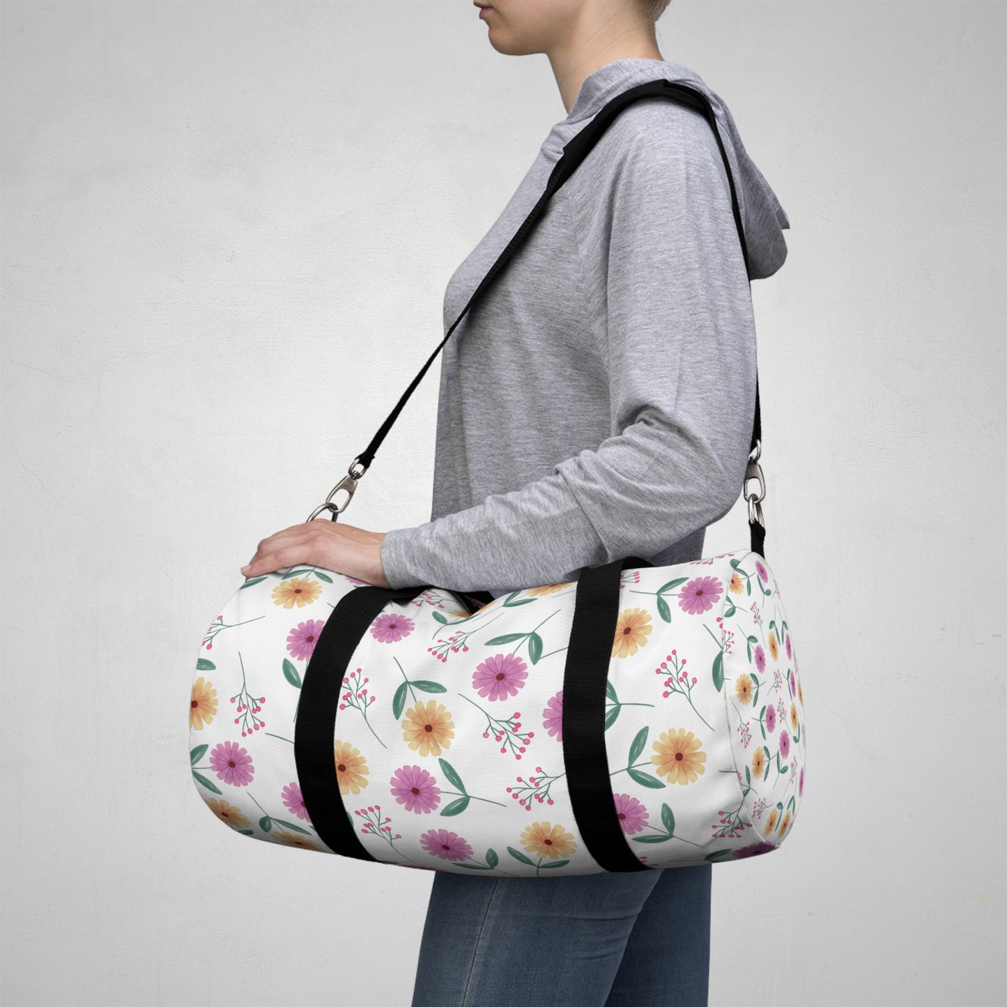 Floral Duffel Bag, Summer Picnic Bag, Pink Vacation Bag, Holiday Bag,Two Sizes Large Capacity.