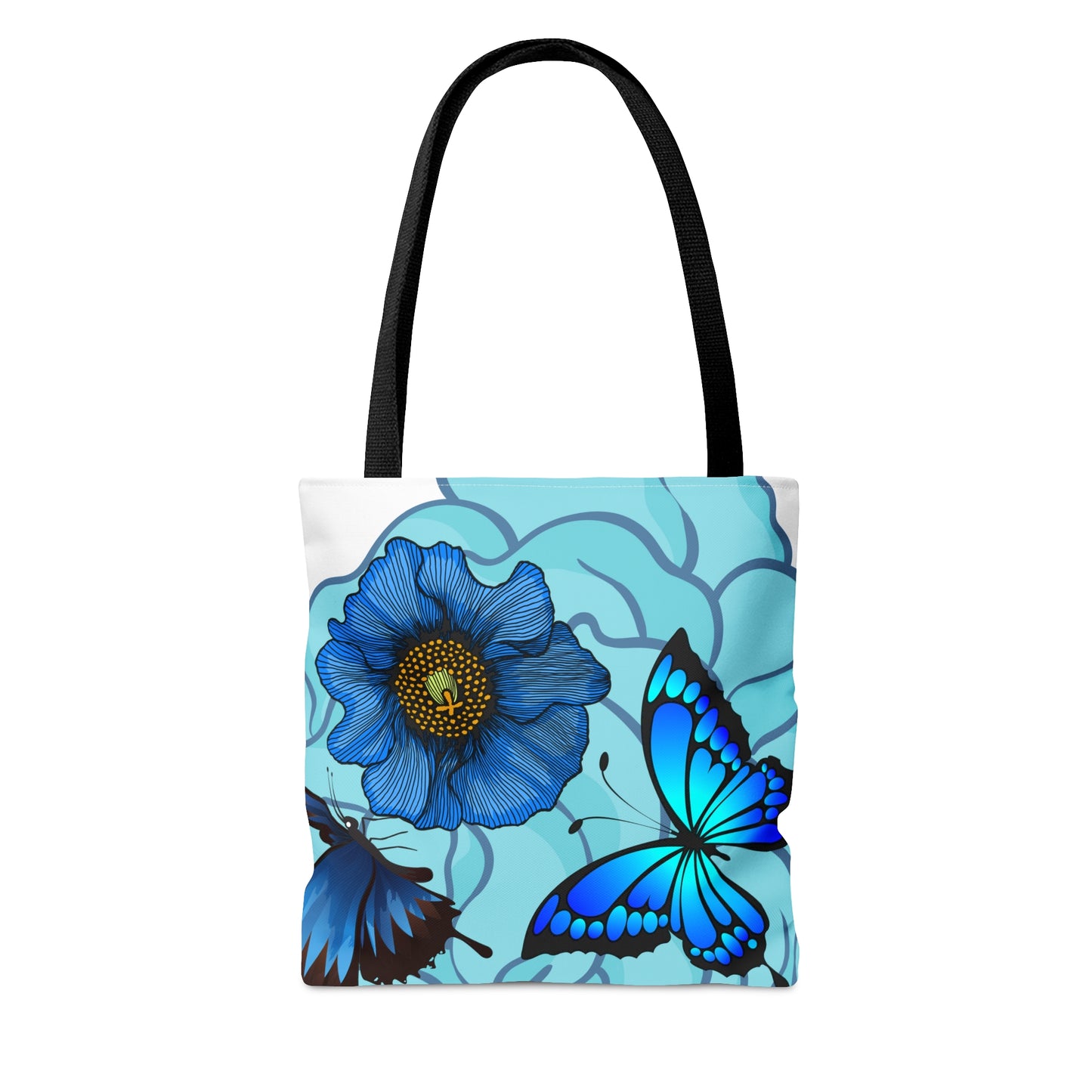 Blue Floral Tote Bag, Polyester Tote Bag,