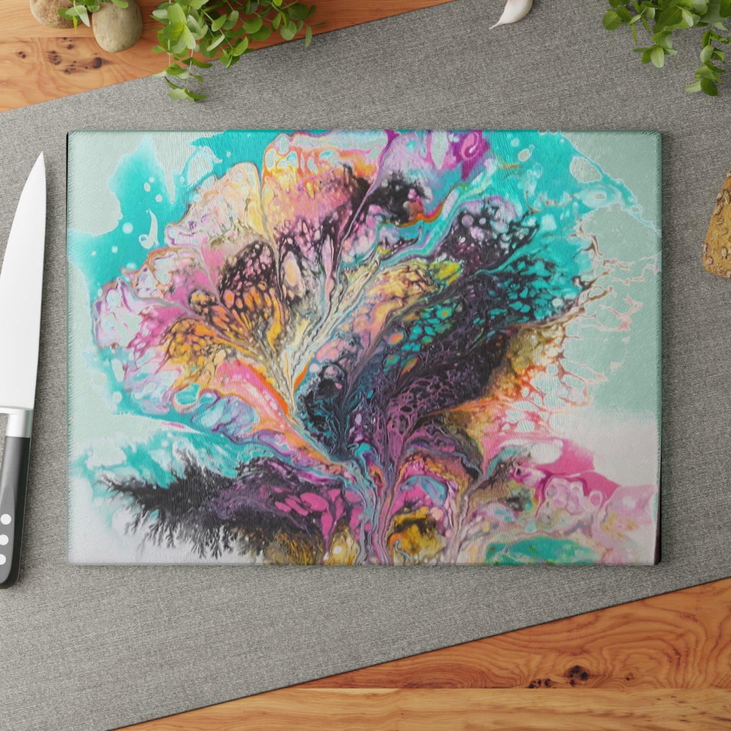 ARTZIRA DESIGNER Glass Cutting Board-Abstract Art Print Design -2 Sizes