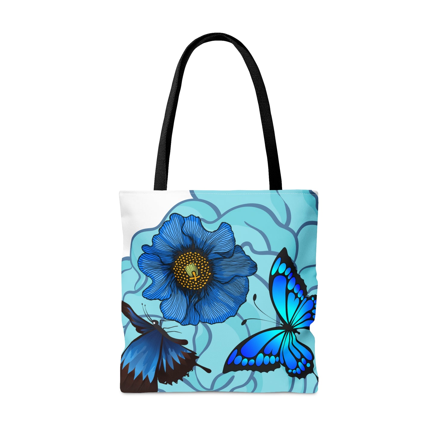 Blue Floral Tote Bag, Polyester Tote Bag,