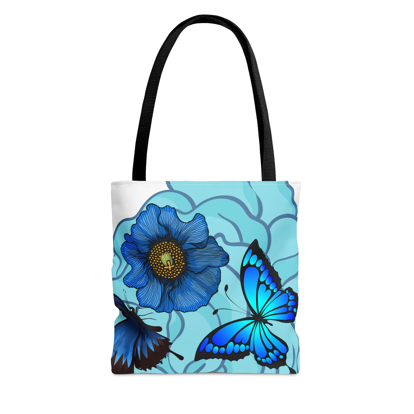 Blue Floral Tote Bag, Polyester Tote Bag,