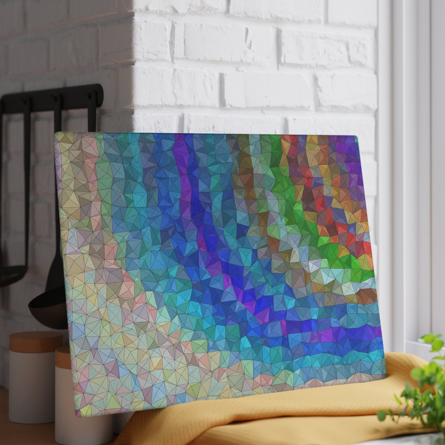 ARTZIRA DESIGNER Glass Cutting Board-Colorful Geometric Wave Design -2 Sizes