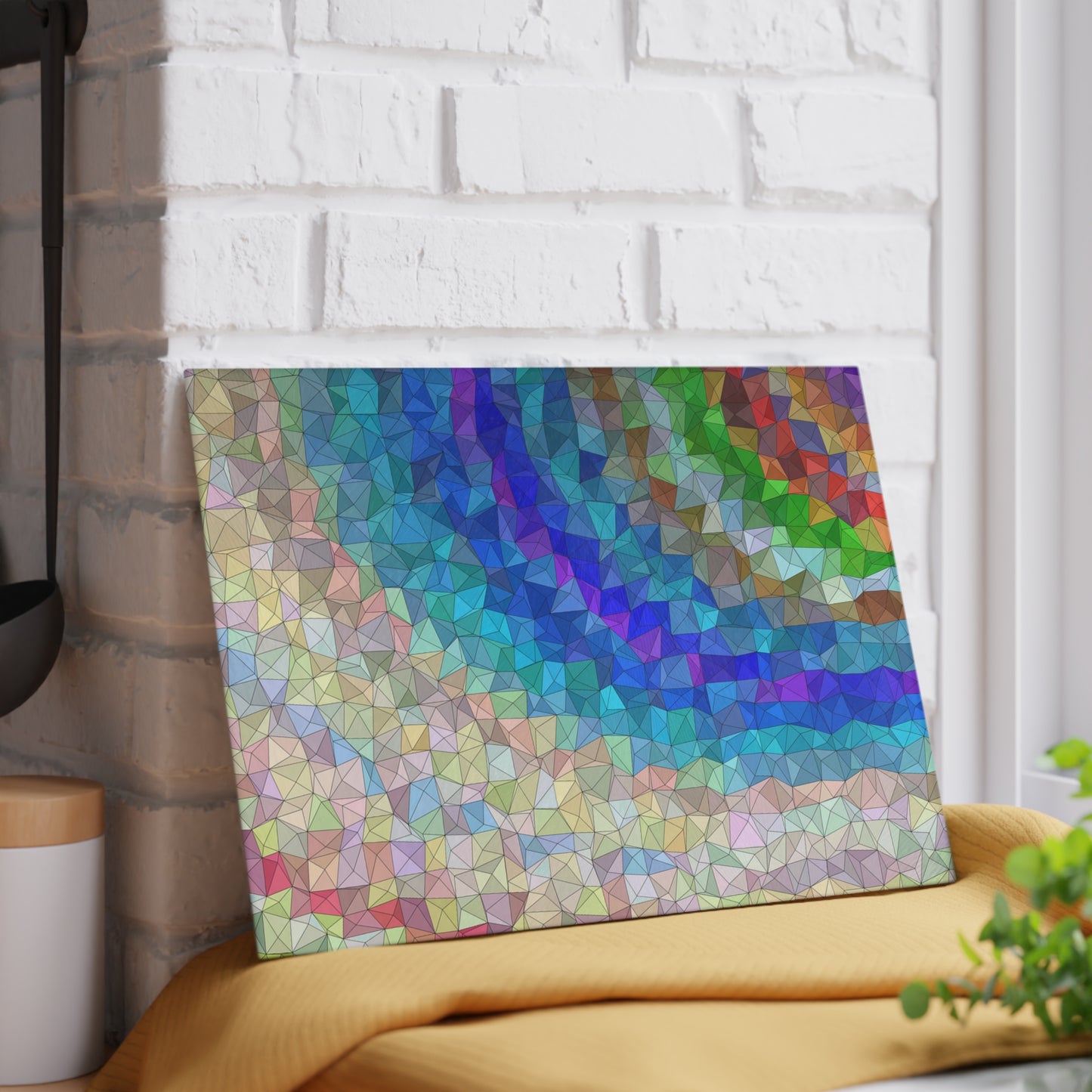 ARTZIRA DESIGNER Glass Cutting Board-Colorful Geometric Wave Design -2 Sizes