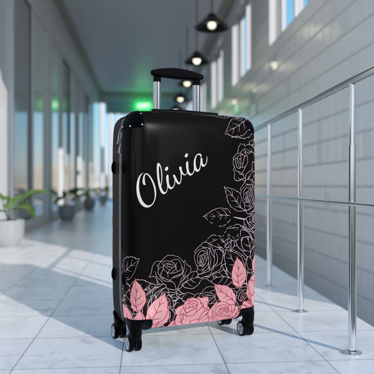 PINK ROSES SUITCASES Luggage By Artzira, All Sizes, Artistic Designs, Double Wheeled Spinner
