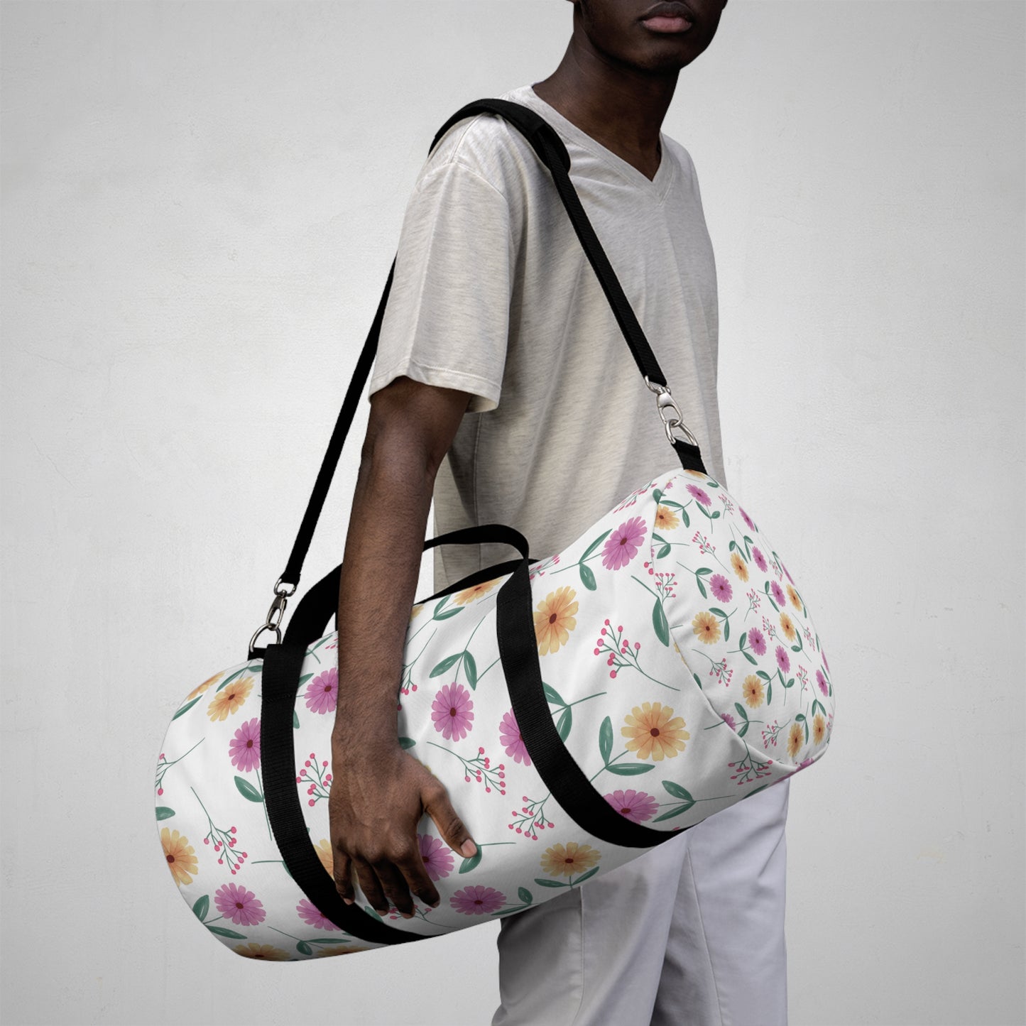 Floral Duffel Bag, Summer Picnic Bag, Pink Vacation Bag, Holiday Bag,Two Sizes Large Capacity.