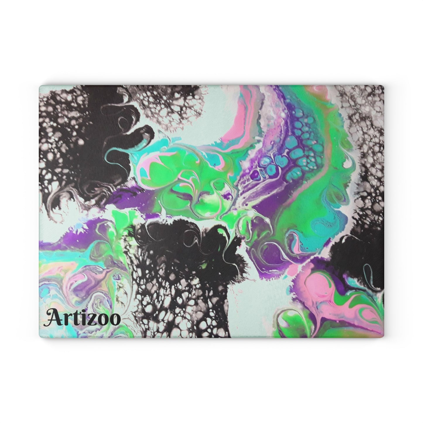 ARTZIRA DESIGNER Glass Cutting Board-Colorful Geometric Wave Design -2 Sizes