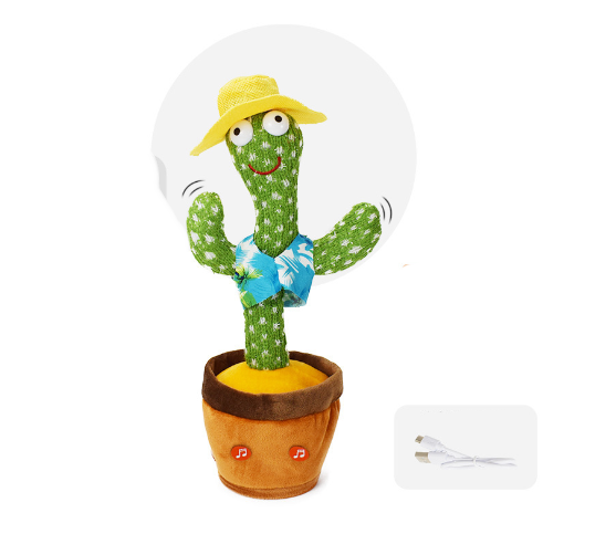 Luminous Electronic Dancing Cactus Recording Singing Decoration Gift For Kids Early Education Toys Knitted Fabric Plush Toy