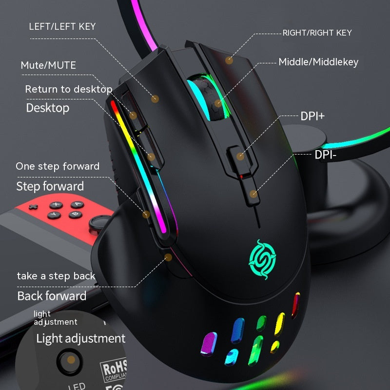 Rechargeable Wireless Gaming Mouse E-sports RGB Colorful