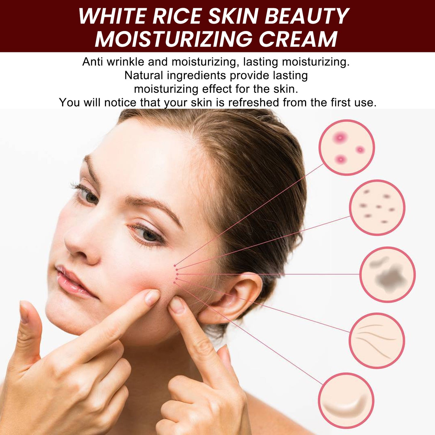 White Rice Skin Rejuvenation Fading Wrinkle Firming Pores Acne Removing Hydrating Cream