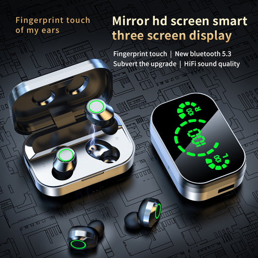Wireless Bluetooth Headset TWS Large Screen Smart Digital Display In Ear Breathing Light