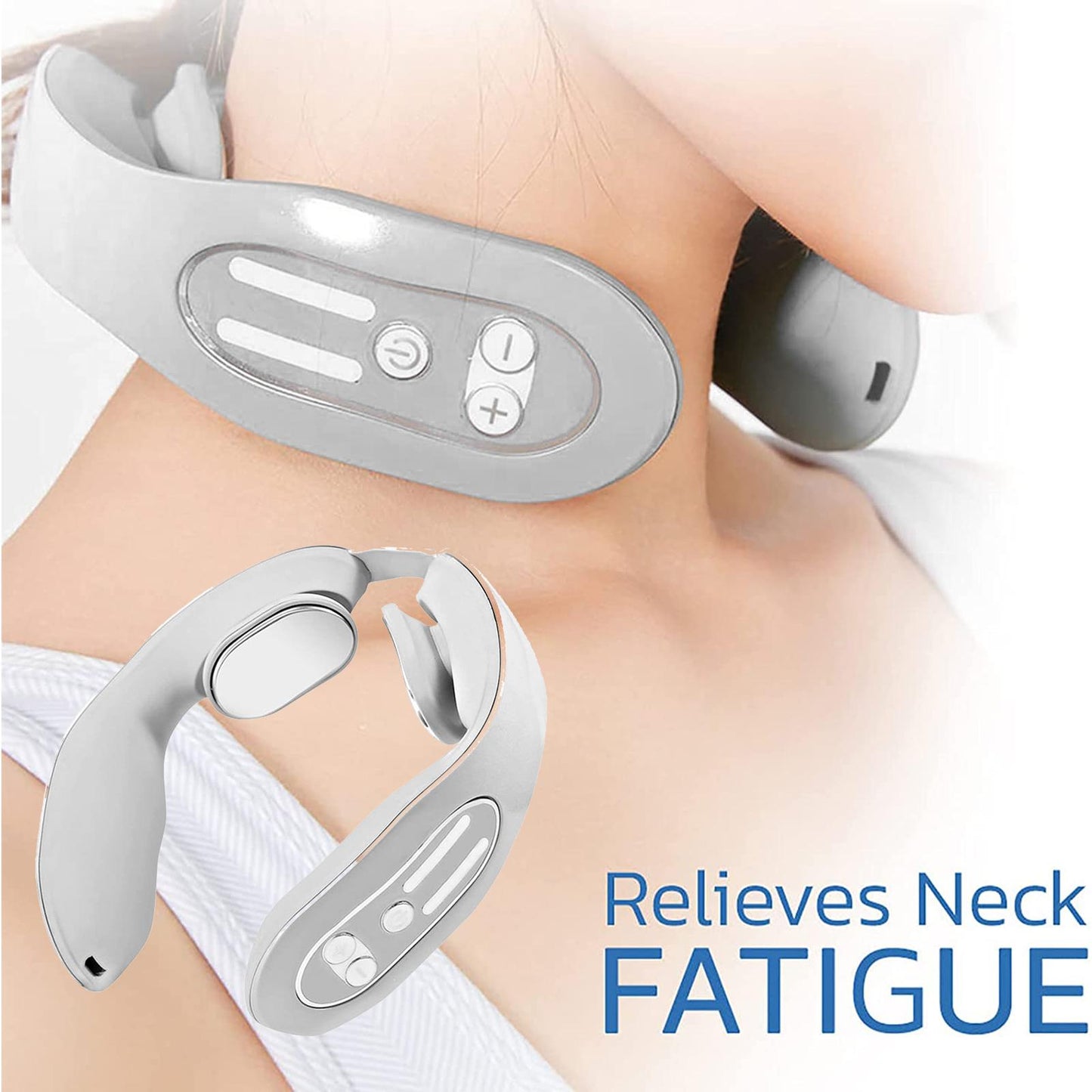 EMS Neck Acupoints Lymphvity Massager Device Intelligent Neck Massager With Heat Blue Hot Design