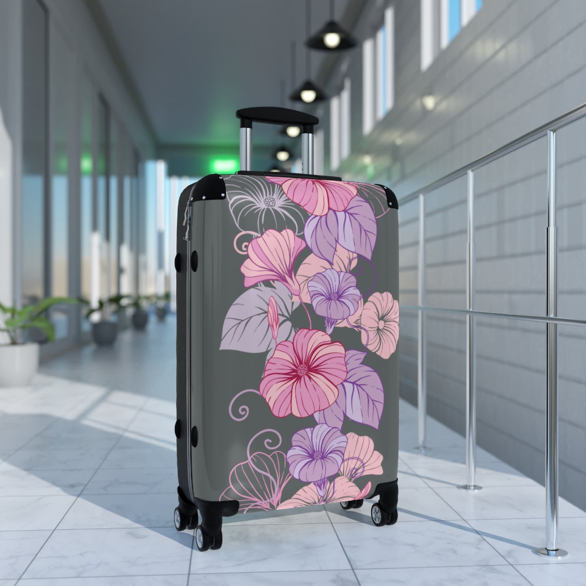 CARRY-ON LUGGAGE FOR HONEYMOON, WOMEN FLORAL SUITCASES BY ARTZIRA, ALL SIZES, ARTISTIC DESIGNS, DOUBLE WHEELED SPINNER