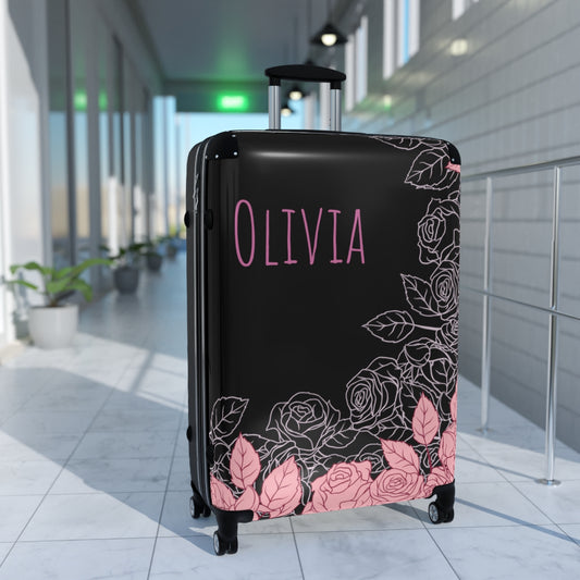 PINK ROSES SUITCASES LUGGAGE by Artzira, All Sizes, Artistic Designs, Double Wheeled Spinner