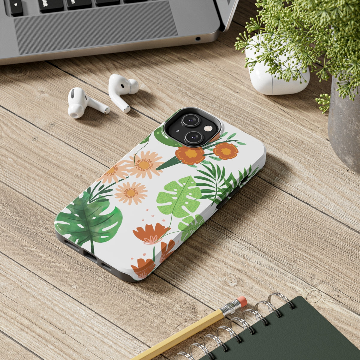 TROPICAL PRINT TOUGH PHONE CASE FOR I PHONE 14 AND ALL OTHER I PHONES AND SAMSUNG, WOMEN'S TEENS AND GIRLS PHONE CASES