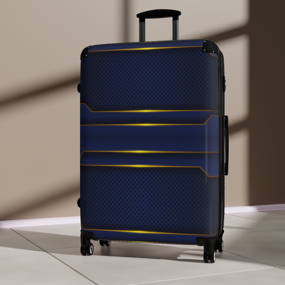 CARRY-ON LUGGAGE WITH WHEELS | Luxury Gold Blue | Artzira | Cabin Suitcases | Trolly Travel Bags | 4 Wheeled Spinners | Personalized