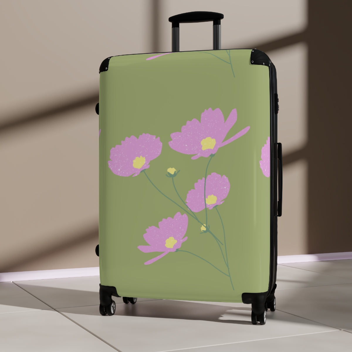 GREENIĶ FLORAL SUITCASE SET Artzira, Cabin Suitcase Carry-On Luggage, Trolly Travel Bags Double Wheeled Spinners, Women's Choice, Bridal Gift