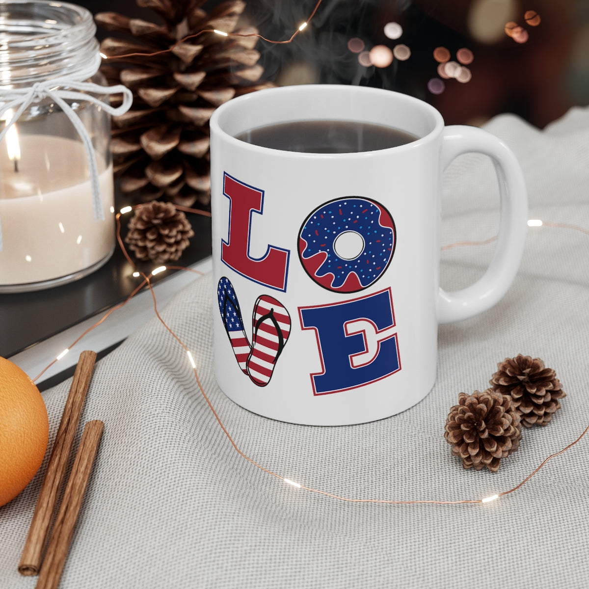 Personalized Coffee Mug Love America, Ceramic Mug 11oz, Gift for Daughters, Friends