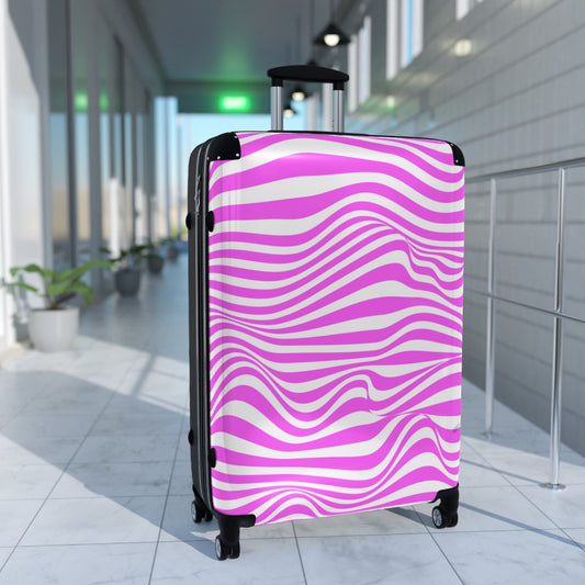 CARRY-ON Personalised | Pink Spirals |Cabin Suitcases | luggage With Wheels | Spinner | Designer Luggage By Artzira