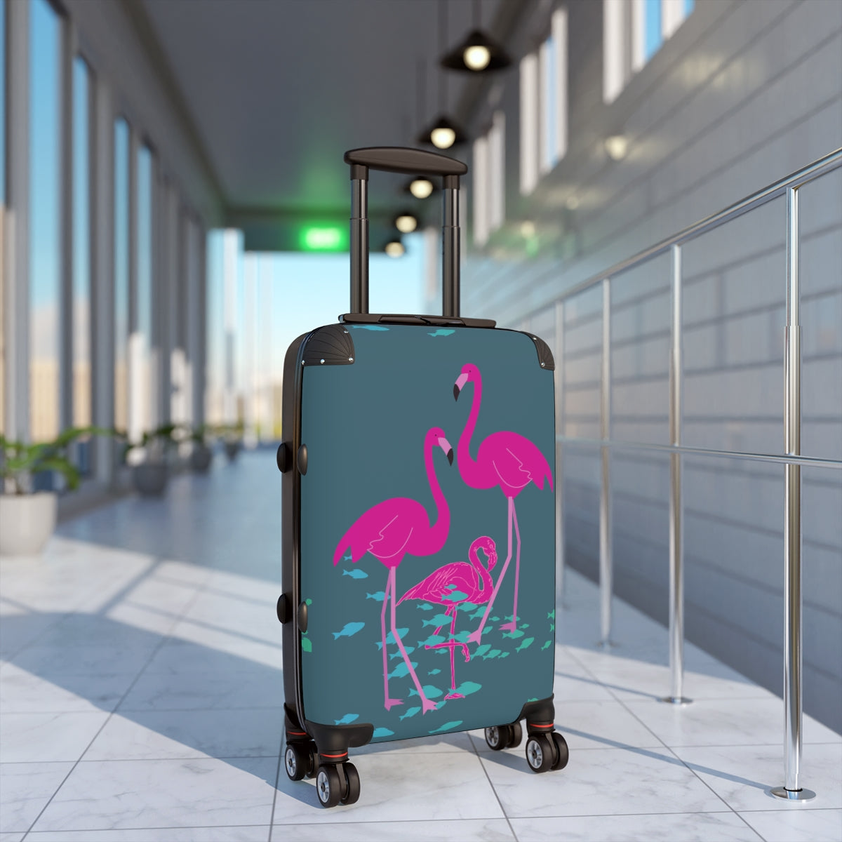 KIDS CUTE SUITCASES, FLAMINGO BOYS CARRY-ON LUGGAGE WITH 4 WHEELS, SPIINNER, COMBINATION LOCK, HARD SHELL| ARTZIRA