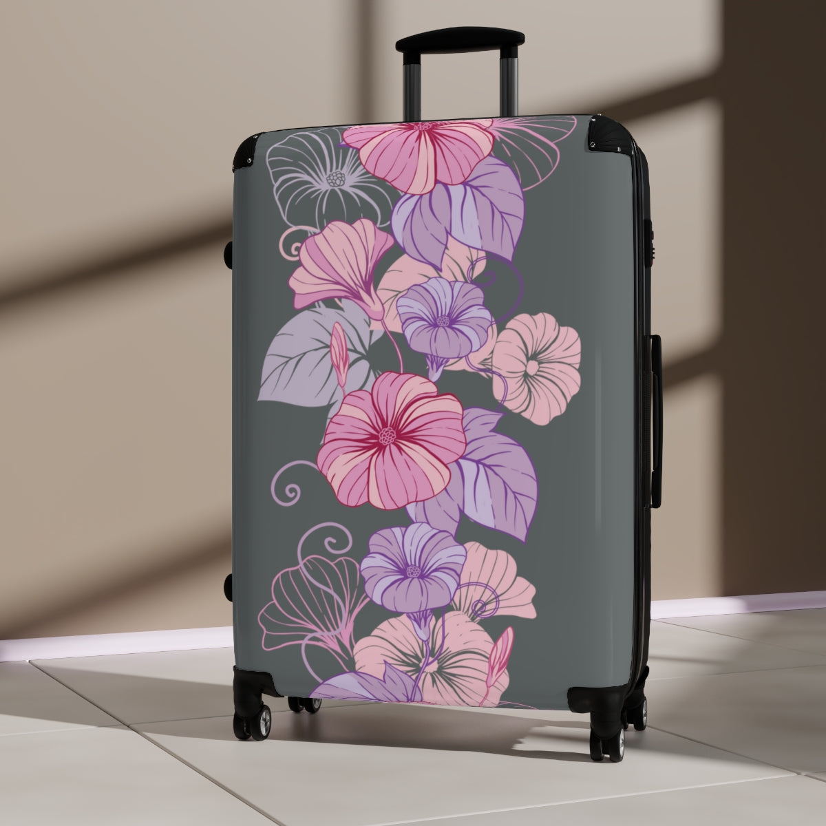 CARRY-ON LUGGAGE FOR HONEYMOON, WOMEN FLORAL SUITCASES BY ARTZIRA, ALL SIZES, ARTISTIC DESIGNS, DOUBLE WHEELED SPINNER