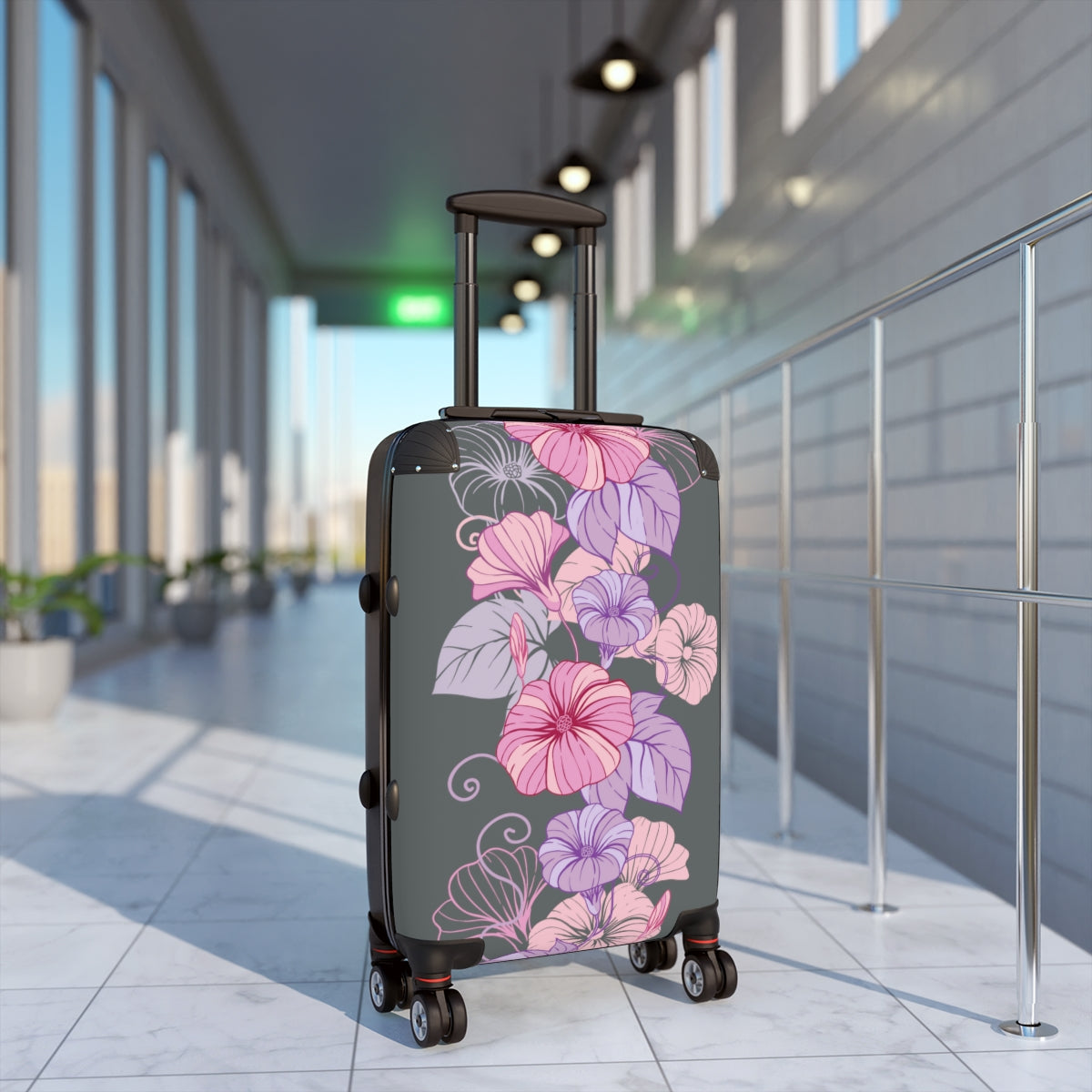 CARRY-ON LUGGAGE FOR HONEYMOON, WOMEN FLORAL SUITCASES BY ARTZIRA, ALL SIZES, ARTISTIC DESIGNS, DOUBLE WHEELED SPINNER