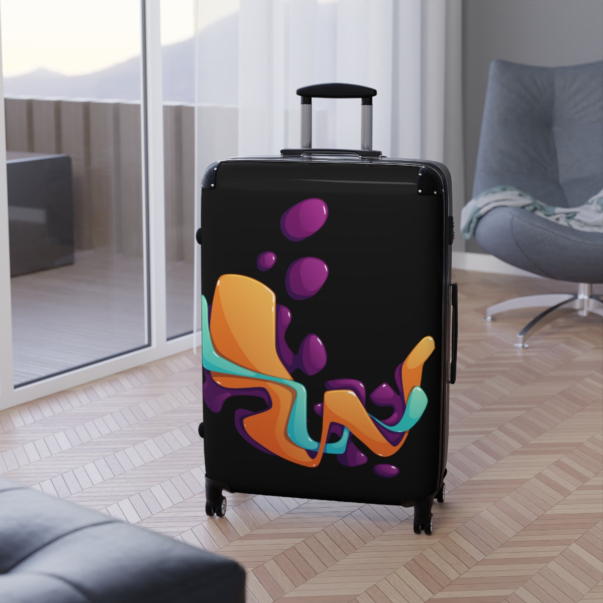  CARRY-ON LUGGAGE WITH BEAUTIFUL ARTISTIC DESIGN BY ARTZIRA, ALL SIZES, DOUBLE WHEELED SPINNER