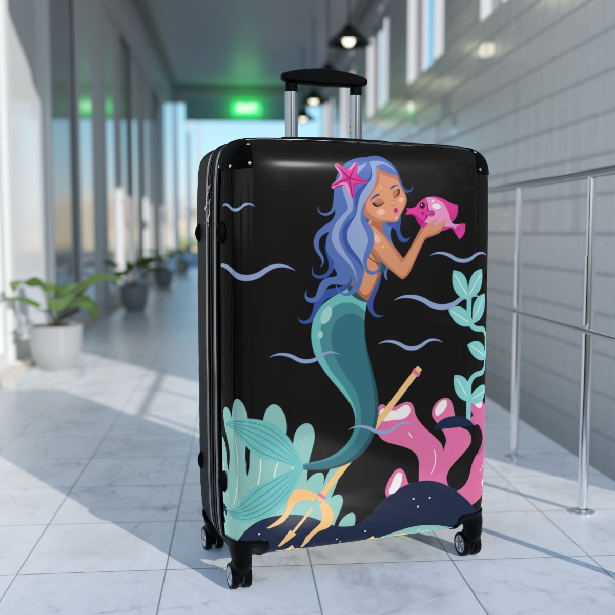 MERMAID SUITCASES LUGGAGE by Artzira, for Girls, All Sizes, Artistic Designs, Double Wheeled Spinner