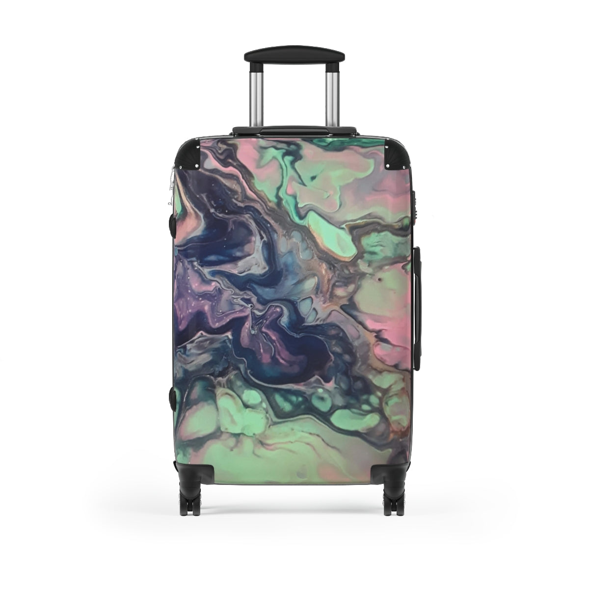 CARRY-ON LUGGAGE BY ARTZIRA, ORIGINAL ABSTRACT ART MARBLED PRINT, SPINNER 4 WHEELED