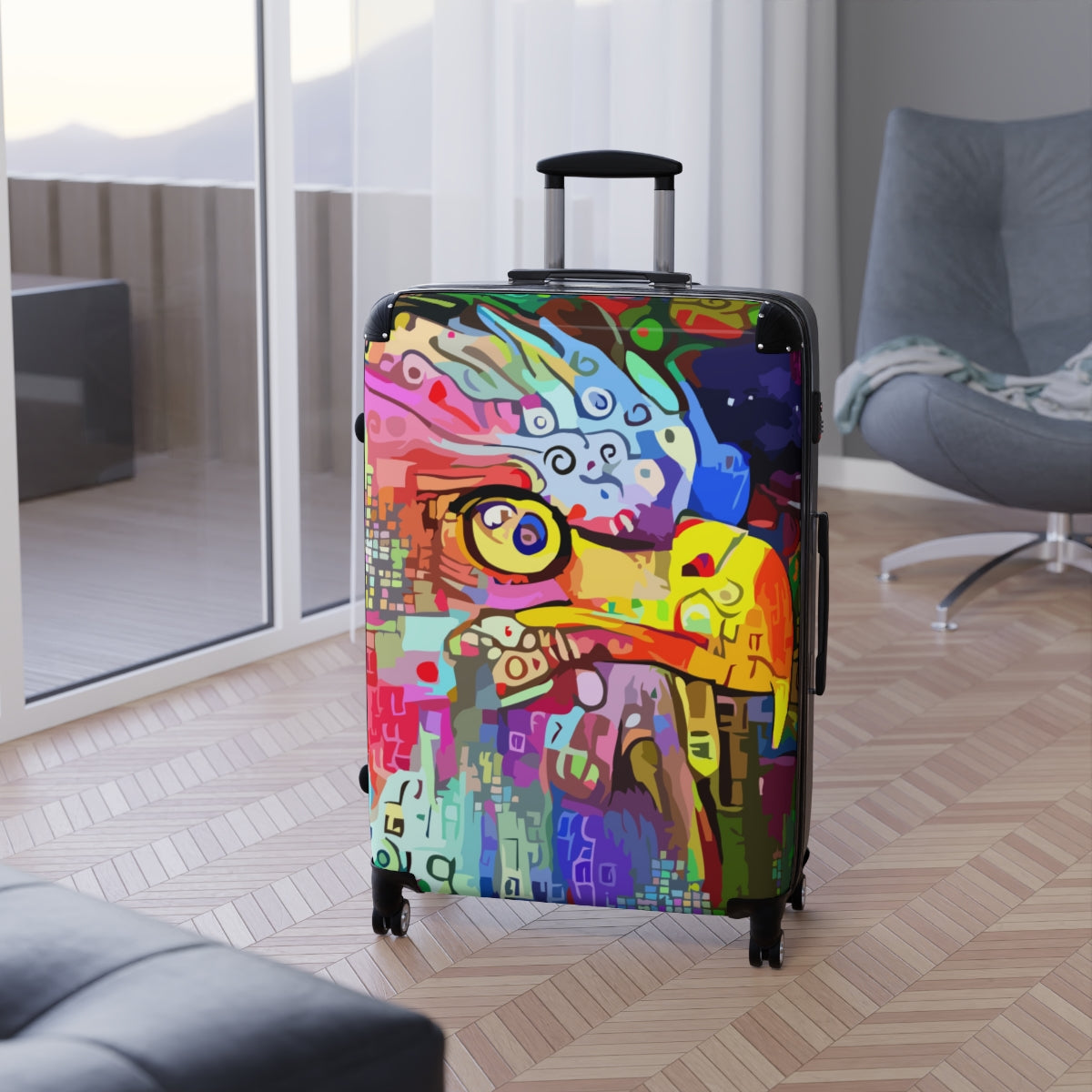 CARRY-LUGGAGE SET, EAGLE ARTWORK SUITCASES, LUGGAGE FOR BIRD LOVERS, HUNTERS AND ARTISTS