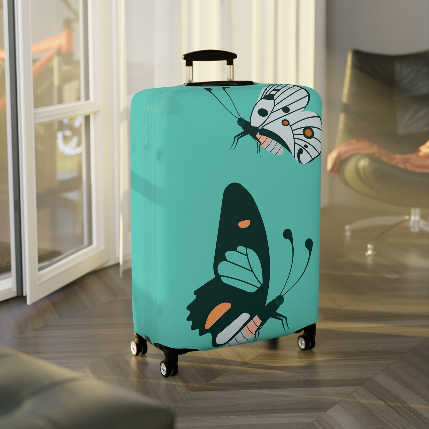 Luggage Cover, Teal Butterfly Luggage Cover in 3 Sizes