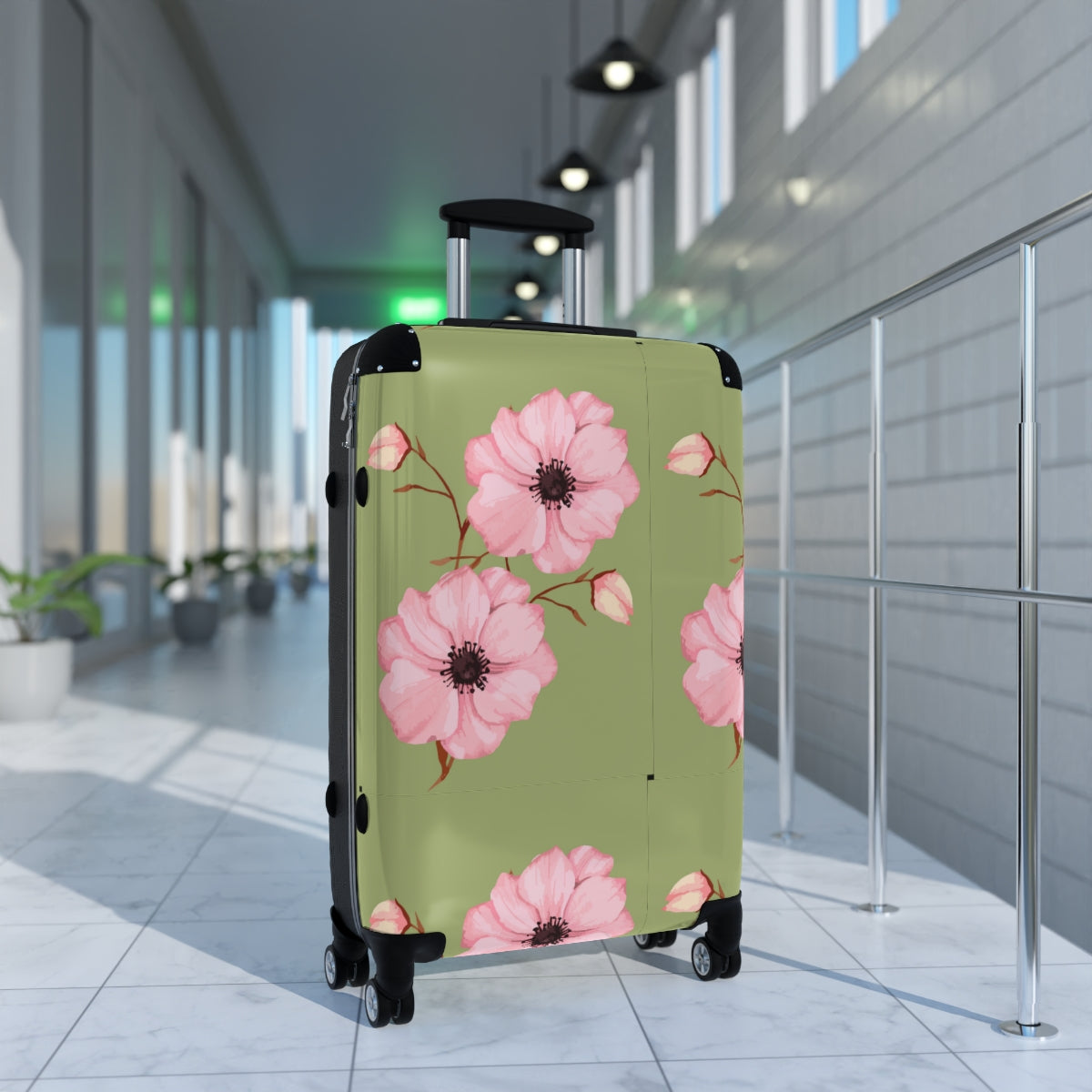 CARRY-ON LUGGAGE FLORAL ART FOR WOMEN, SPINNER, ATS LOCK