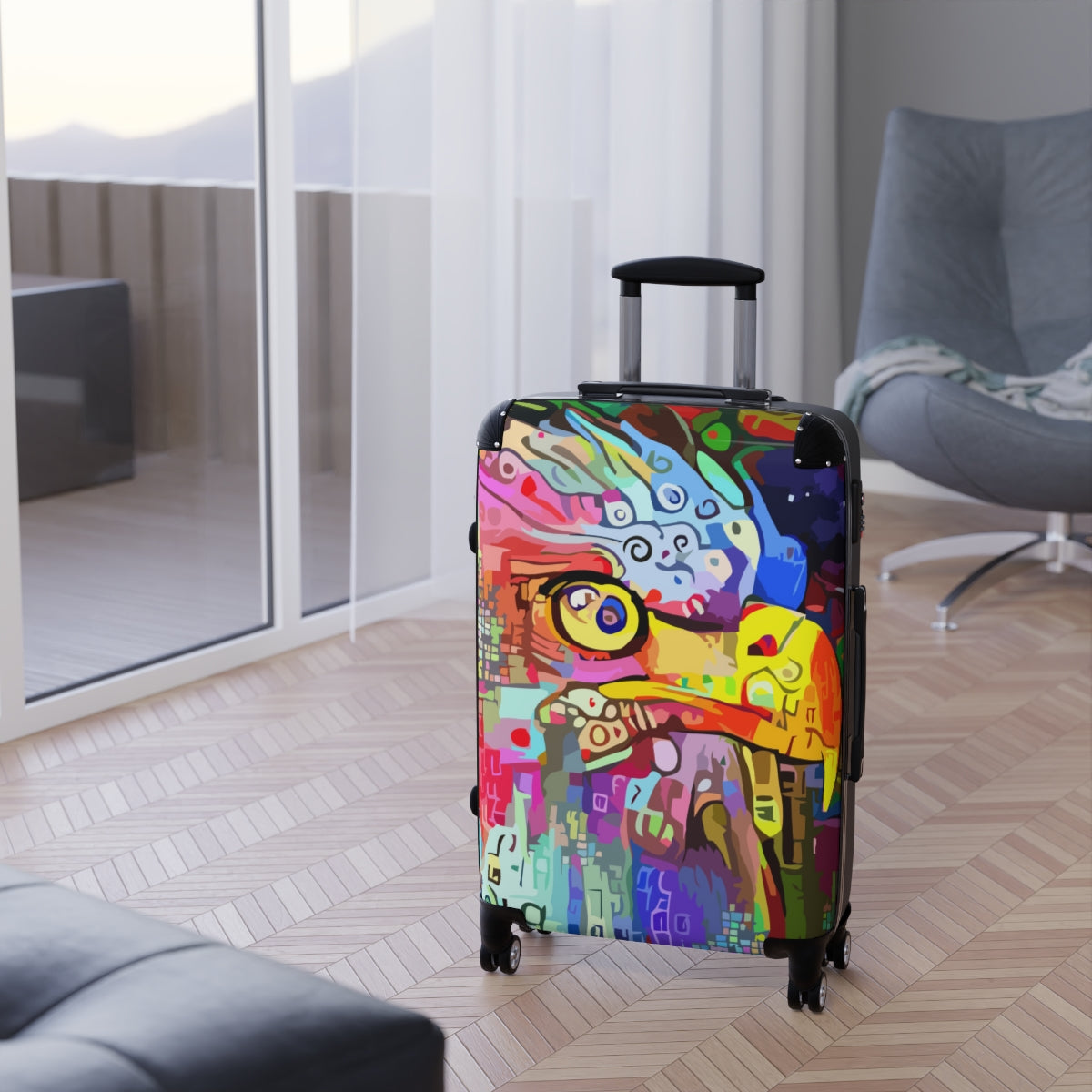 CARRY-LUGGAGE SET, EAGLE ARTWORK SUITCASES, LUGGAGE FOR BIRD LOVERS, HUNTERS AND ARTISTS