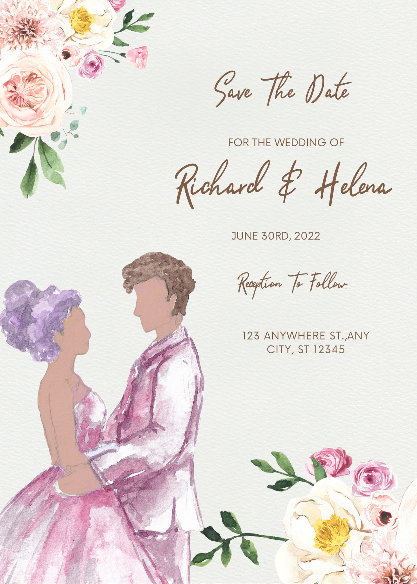 Wedding Invitation Card with Free Bridesmaids Invitation Card, Customizable Digital Download