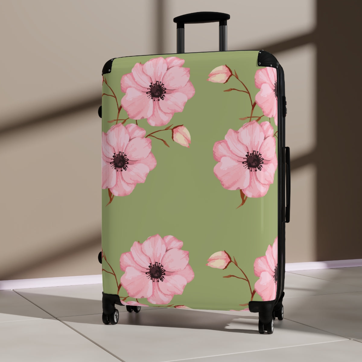 CARRY-ON LUGGAGE FLORAL ART FOR WOMEN, SPINNER, ATS LOCK