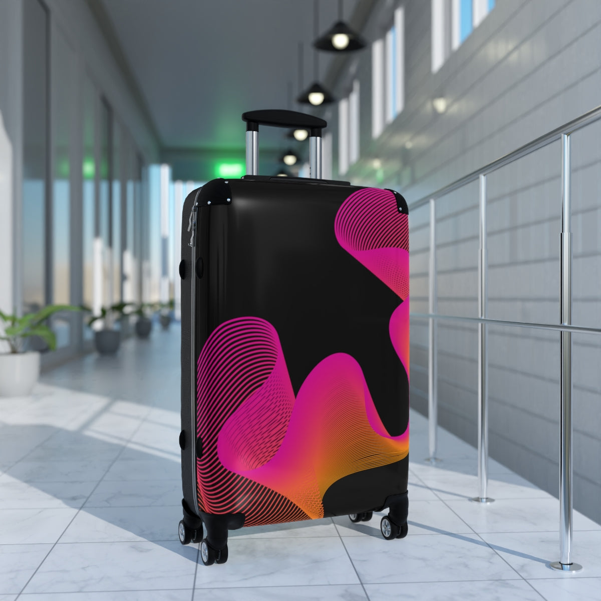 BEST CARRY-ON LUGGAGE BY ARTZIRA, CABIN SUITCASE AND CHECKIN LUGGAGE, PINK ARTISTIC DESIGNS FOR GIRLS, WOMEN, ARTISTS, DOUBLE WHEELED SPINNER