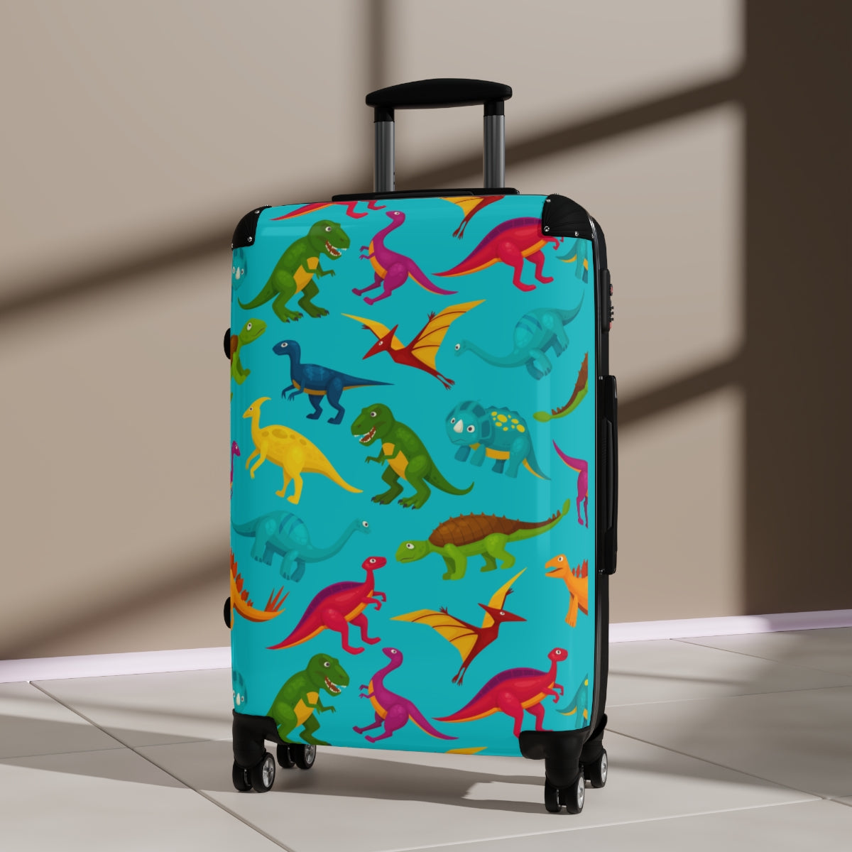 KIDS CARRY-ON Suitcases, Dinosaur Boys Cabin Suitcases, Kids Luggage With Wheels, Spinner, Combination Lock | Artzira