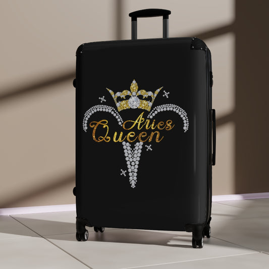 CARRY-ON LUGGAGE | Aries Queen Zodiac Women | Artzira | Cabin Suitcases Hard Shell | Trolly Travel Bags | 4 Wheeled Spinners