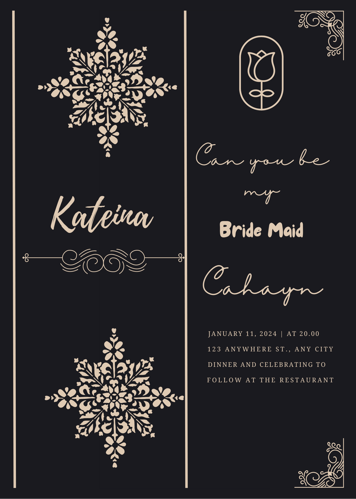 Wedding Invitation Card with Free Matching Bridal Shower, Bridesmaids Bundle