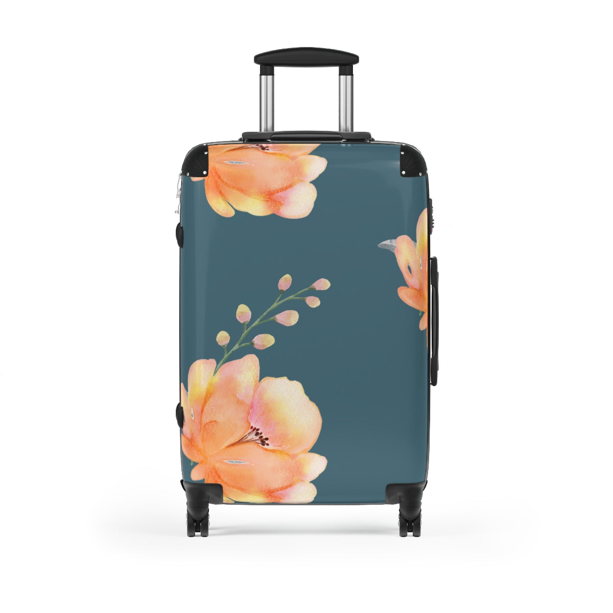 CARRY-ON LUGGAGE SET, YELLOW  FLORAL SUITCASES, Cabin Suitcase Carry-On Luggage, Trolly Travel Bags Double Wheeled Spinners, Women's Luggage