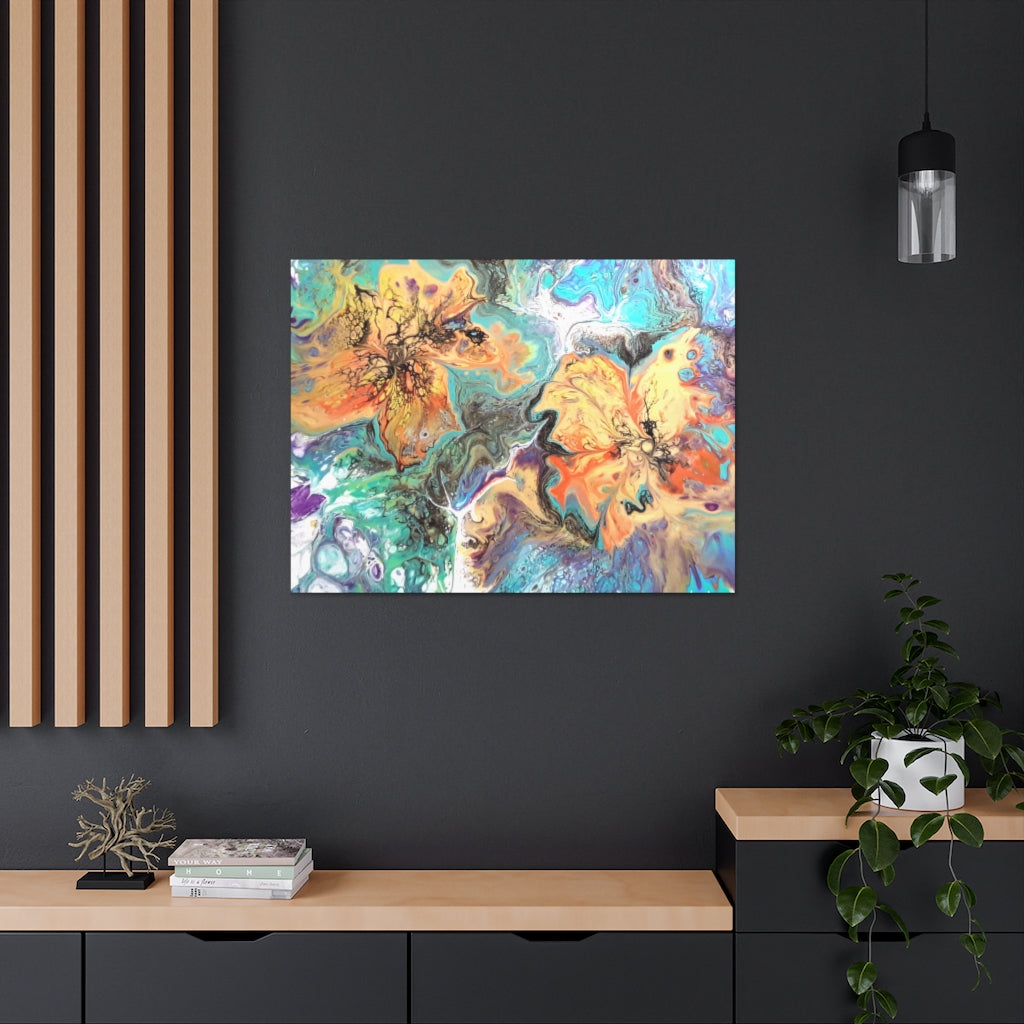 Orange Flowers Painting Print on Canvas