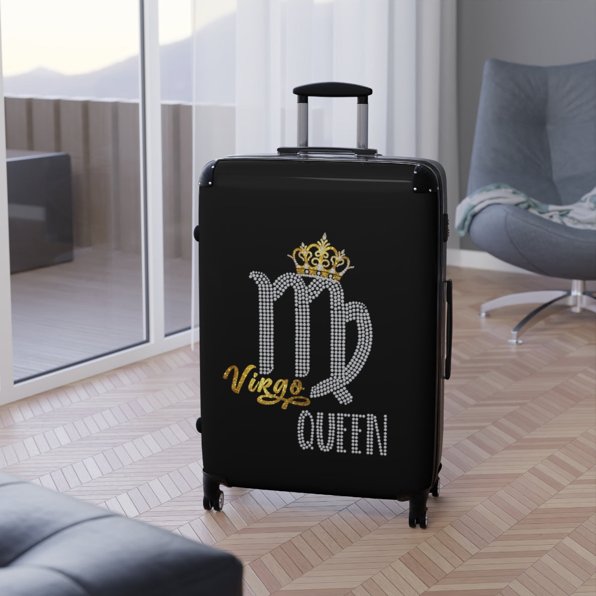 CARRY-ON LUGGAGE WITH WHEELS | Virgo Queen Zodiac Women | Artzira | Cabin Suitcases | Trolly Travel Bags | 4 Wheeled Spinners