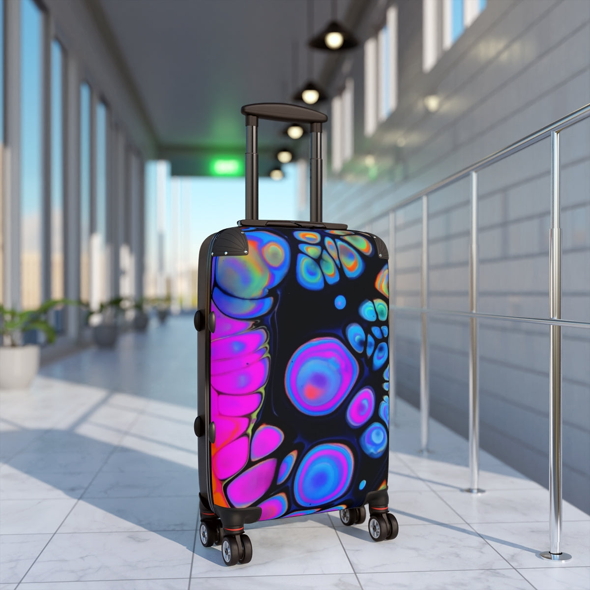 CARRY-ON LUGGAGE ABSTRACT ART SUITCASES BY ARTZIRA, ARTISTIC DESIGNS, DOUBLE WHEELED SPINNER